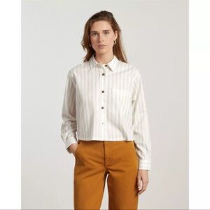 Everlane The Way-Short Shirt Silky Cotton in Sand/White